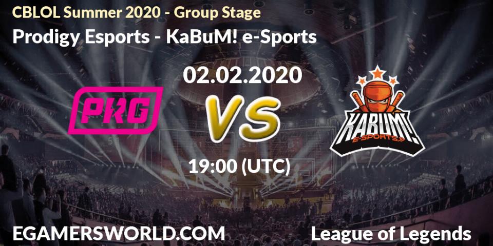 Prognose für das Spiel Prodigy Esports VS KaBuM! e-Sports. 02.02.2020 at 19:00. LoL - CBLOL Summer 2020 - Group Stage