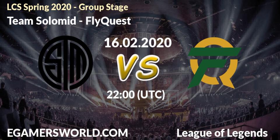 Prognose für das Spiel Team Solomid VS FlyQuest. 16.02.20. LoL - LCS Spring 2020 - Group Stage