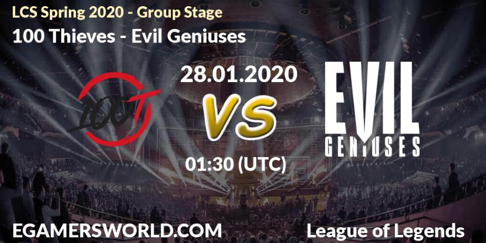 Prognose für das Spiel 100 Thieves VS Evil Geniuses. 01.03.20. LoL - LCS Spring 2020 - Group Stage