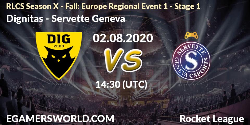 Prognose für das Spiel Dignitas VS Servette Geneva. 02.08.20. Rocket League - RLCS Season X - Fall: Europe Regional Event 1 - Stage 1