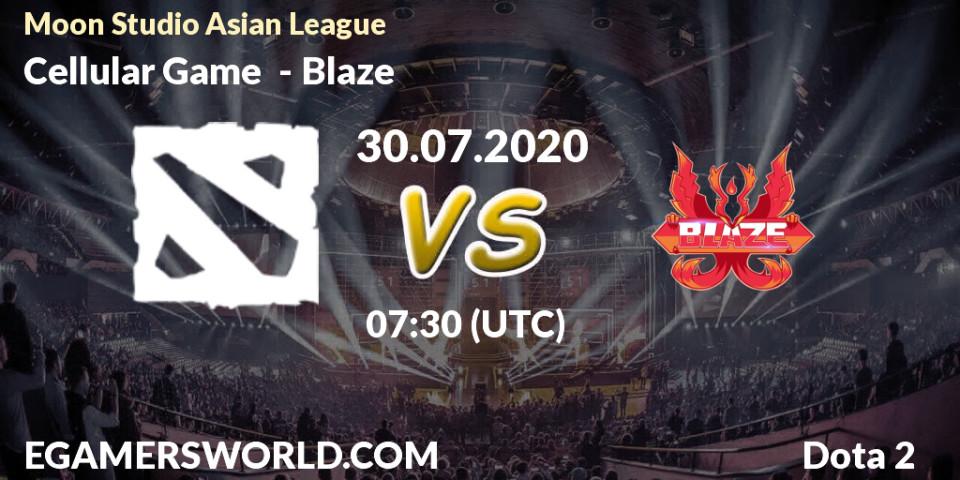 Prognose für das Spiel Cellular Game VS Blaze. 30.07.20. Dota 2 - Moon Studio Asian League