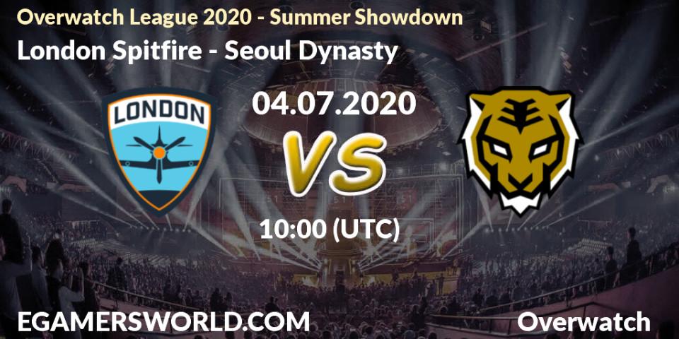 Prognose für das Spiel London Spitfire VS Seoul Dynasty. 04.07.2020 at 10:00. Overwatch - Overwatch League 2020 - Summer Showdown