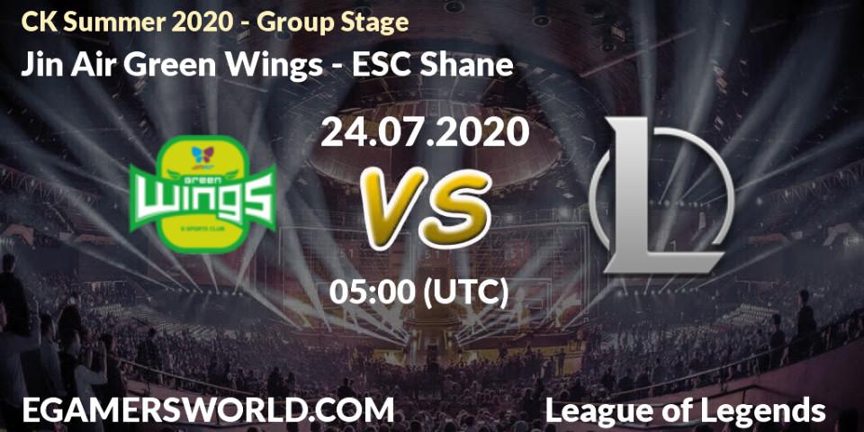 Prognose für das Spiel Jin Air Green Wings VS ESC Shane. 24.07.20. LoL - CK Summer 2020 - Group Stage