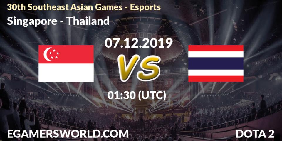 Prognose für das Spiel Singapore VS Thailand. 07.12.2019 at 01:30. Dota 2 - 30th Southeast Asian Games - Esports
