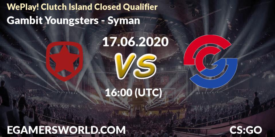 Prognose für das Spiel Gambit Youngsters VS Syman. 17.06.20. CS2 (CS:GO) - WePlay! Clutch Island Closed Qualifier