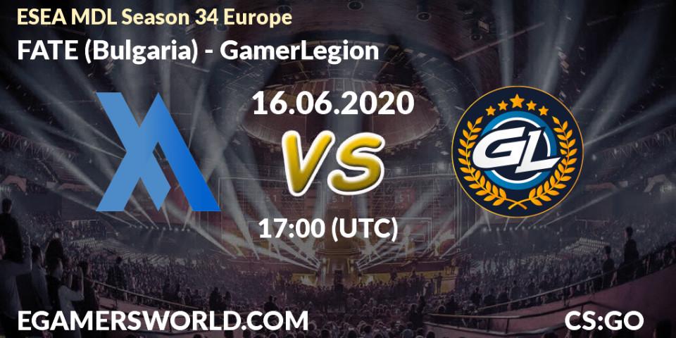 Prognose für das Spiel FATE (Bulgaria) VS GamerLegion. 16.06.20. CS2 (CS:GO) - ESEA MDL Season 34 Europe