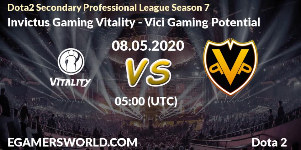 Prognose für das Spiel Invictus Gaming Vitality VS Vici Gaming Potential. 09.05.20. Dota 2 - Dota2 Secondary Professional League 2020