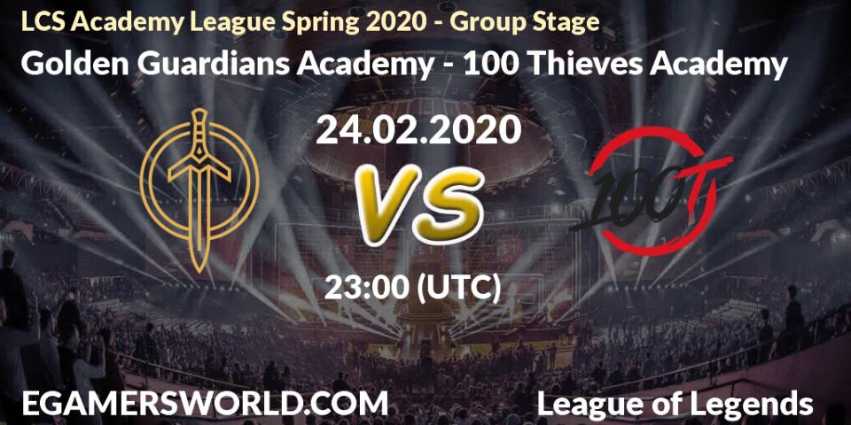 Prognose für das Spiel Golden Guardians Academy VS 100 Thieves Academy. 24.02.20. LoL - LCS Academy League Spring 2020 - Group Stage
