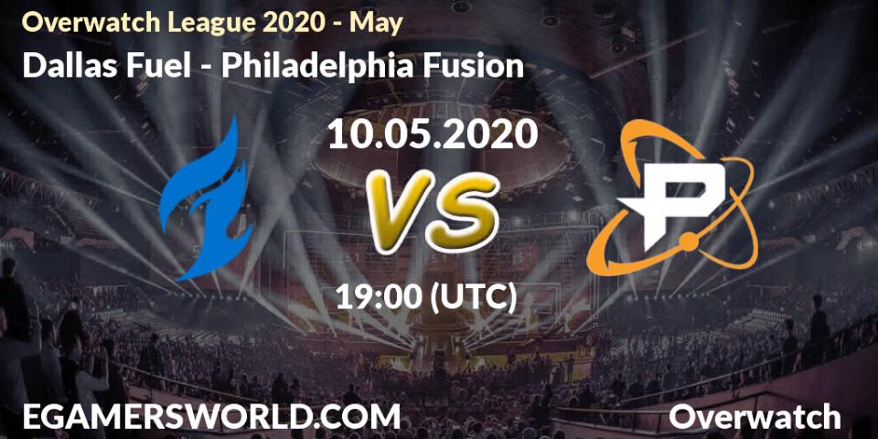 Prognose für das Spiel Dallas Fuel VS Philadelphia Fusion. 10.05.20. Overwatch - Overwatch League 2020 - May
