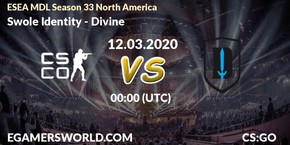 Prognose für das Spiel Swole Identity VS Divine. 11.03.20. CS2 (CS:GO) - ESEA MDL Season 33 North America