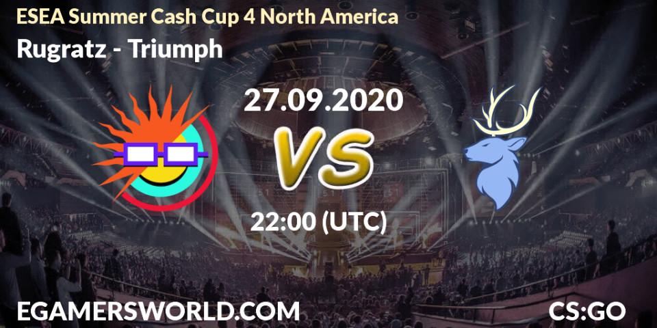 Prognose für das Spiel Rugratz VS Triumph. 28.09.2020 at 19:00. Counter-Strike (CS2) - ESEA Summer Cash Cup 4 North America