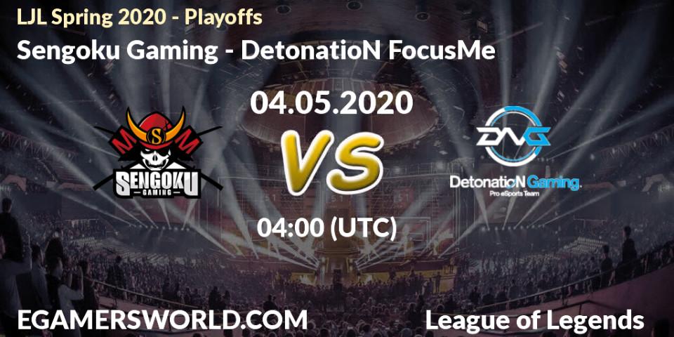Prognose für das Spiel Sengoku Gaming VS DetonatioN FocusMe. 04.05.20. LoL - LJL Spring 2020 - Playoffs