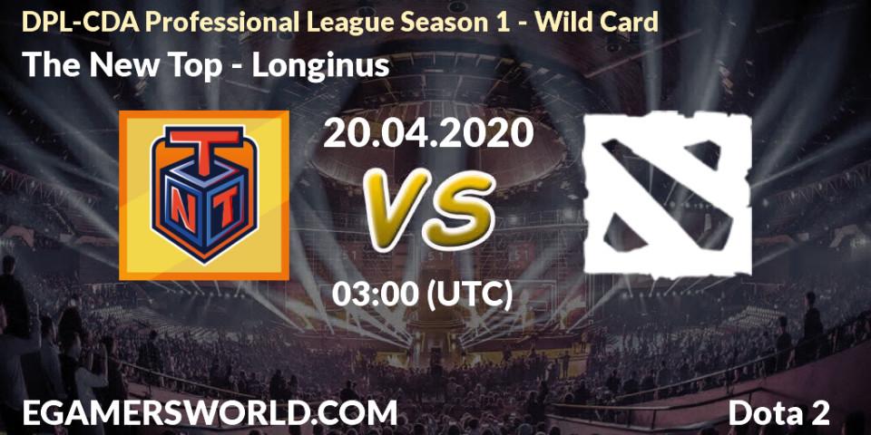 Prognose für das Spiel The New Top VS Longinus. 20.04.20. Dota 2 - DPL-CDA Professional League Season 1 - Wild Card