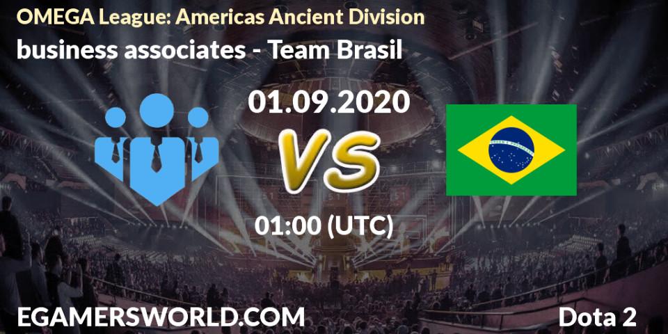 Prognose für das Spiel business associates VS Team Brasil. 01.09.20. Dota 2 - OMEGA League: Americas Ancient Division