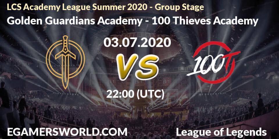 Prognose für das Spiel Golden Guardians Academy VS 100 Thieves Academy. 03.07.20. LoL - LCS Academy League Summer 2020 - Group Stage
