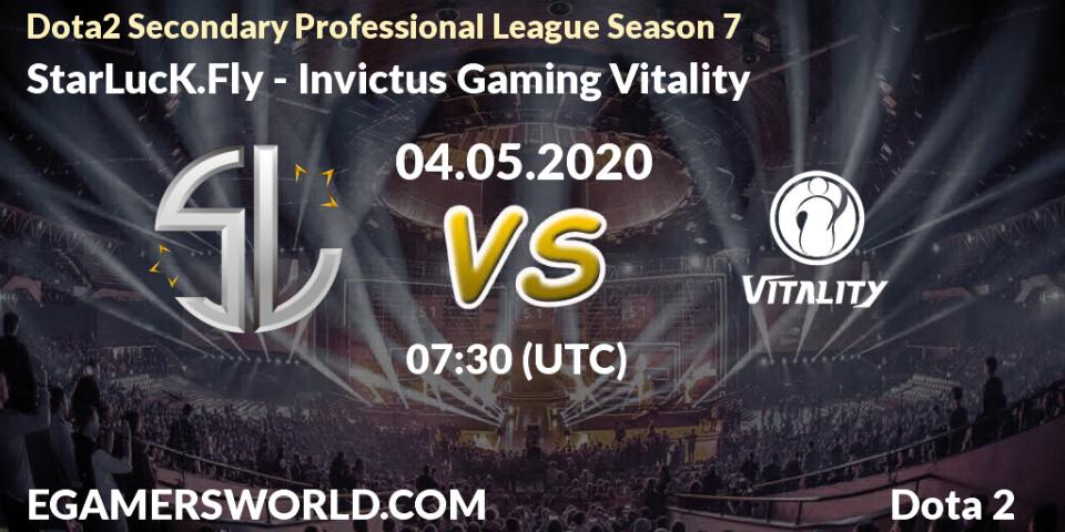 Prognose für das Spiel StarLucK.Fly VS Invictus Gaming Vitality. 04.05.20. Dota 2 - Dota2 Secondary Professional League 2020
