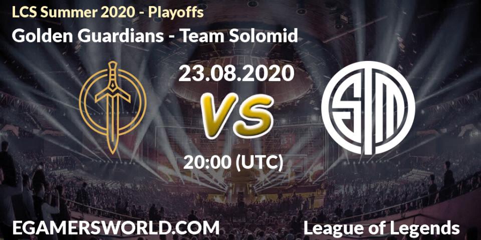 Prognose für das Spiel Golden Guardians VS Team Solomid. 23.08.2020 at 19:28. LoL - LCS Summer 2020 - Playoffs