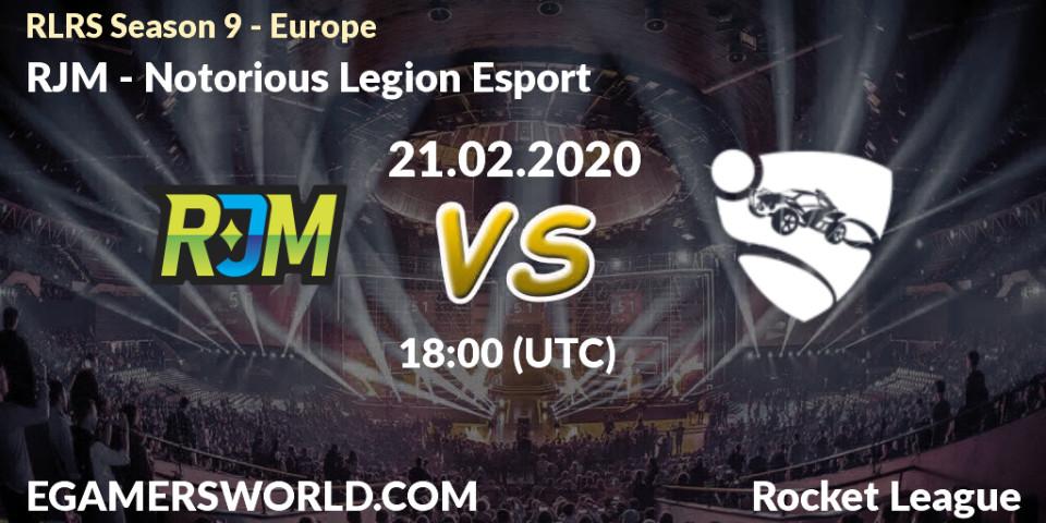 Prognose für das Spiel RJM VS Notorious Legion Esport. 21.02.2020 at 18:00. Rocket League - RLRS Season 9 - Europe