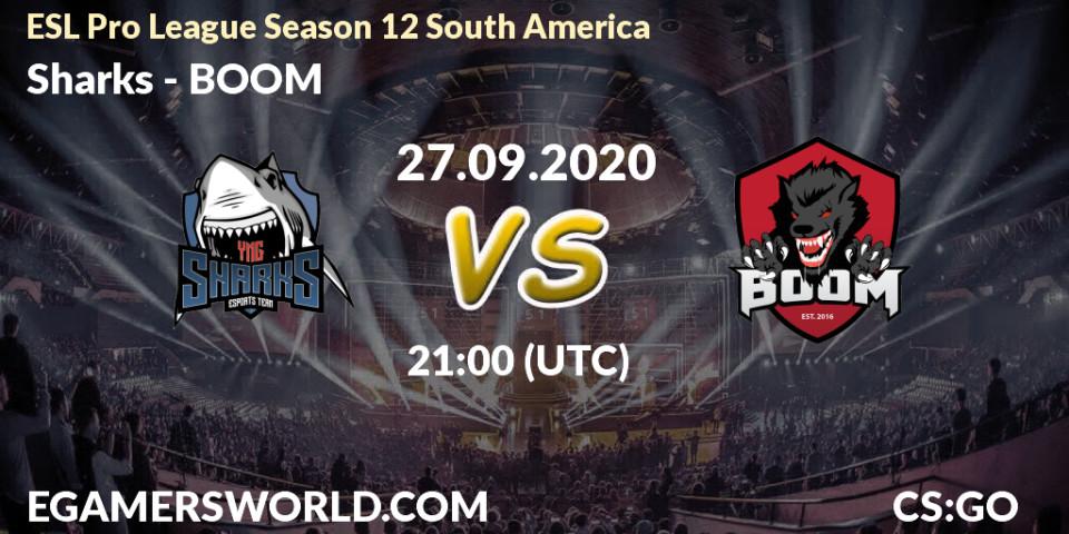 Prognose für das Spiel Sharks VS BOOM. 27.09.2020 at 21:00. Counter-Strike (CS2) - ESL Pro League Season 12 South America