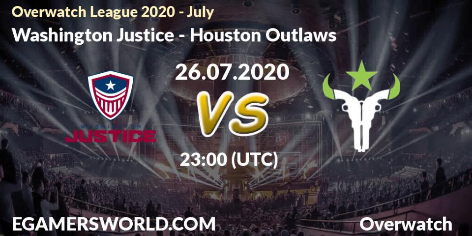 Prognose für das Spiel Washington Justice VS Houston Outlaws. 26.07.20. Overwatch - Overwatch League 2020 - July