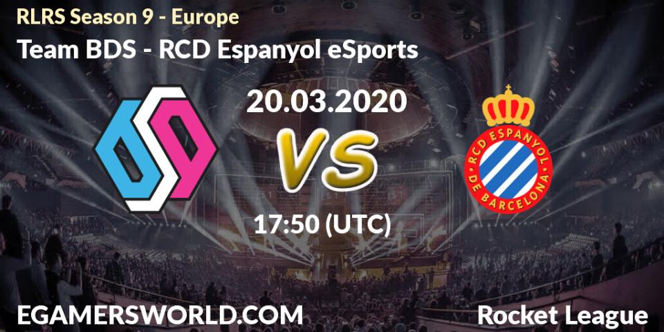 Prognose für das Spiel Team BDS VS RCD Espanyol eSports. 20.03.20. Rocket League - RLRS Season 9 - Europe