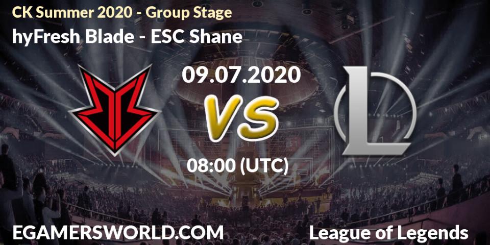 Prognose für das Spiel hyFresh Blade VS ESC Shane. 09.07.20. LoL - CK Summer 2020 - Group Stage