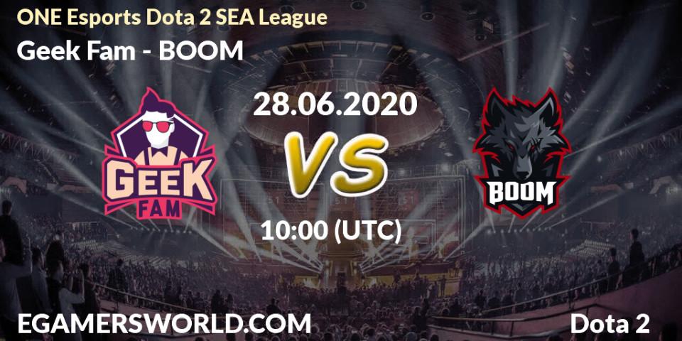 Prognose für das Spiel Geek Fam VS BOOM. 28.06.2020 at 11:27. Dota 2 - ONE Esports Dota 2 SEA League