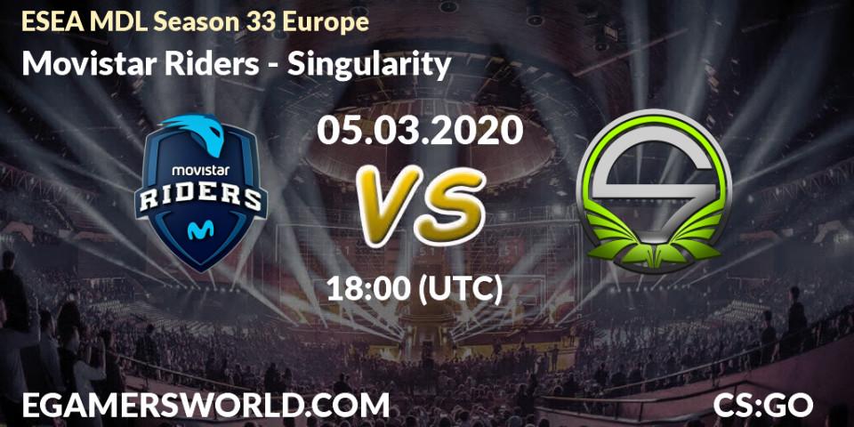 Prognose für das Spiel Movistar Riders VS Singularity. 05.03.2020 at 18:00. Counter-Strike (CS2) - ESEA MDL Season 33 Europe