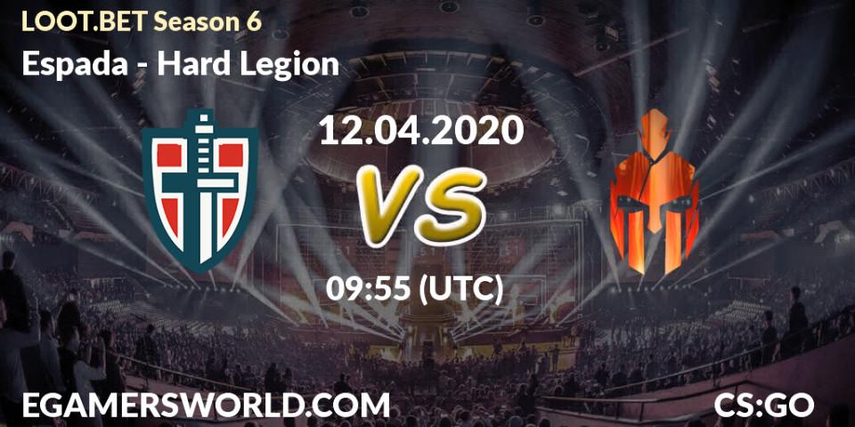 Prognose für das Spiel Espada VS Hard Legion. 12.04.2020 at 09:30. Counter-Strike (CS2) - LOOT.BET Season 6