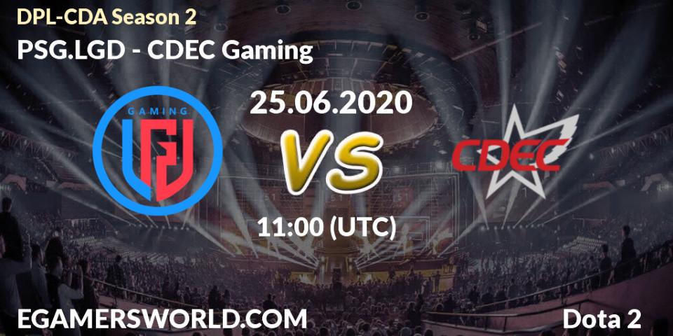 Prognose für das Spiel PSG.LGD VS CDEC Gaming. 25.06.2020 at 11:33. Dota 2 - DPL-CDA Professional League Season 2