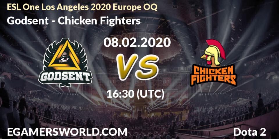 Prognose für das Spiel Godsent VS Chicken Fighters. 08.02.20. Dota 2 - ESL One Los Angeles 2020 Europe OQ