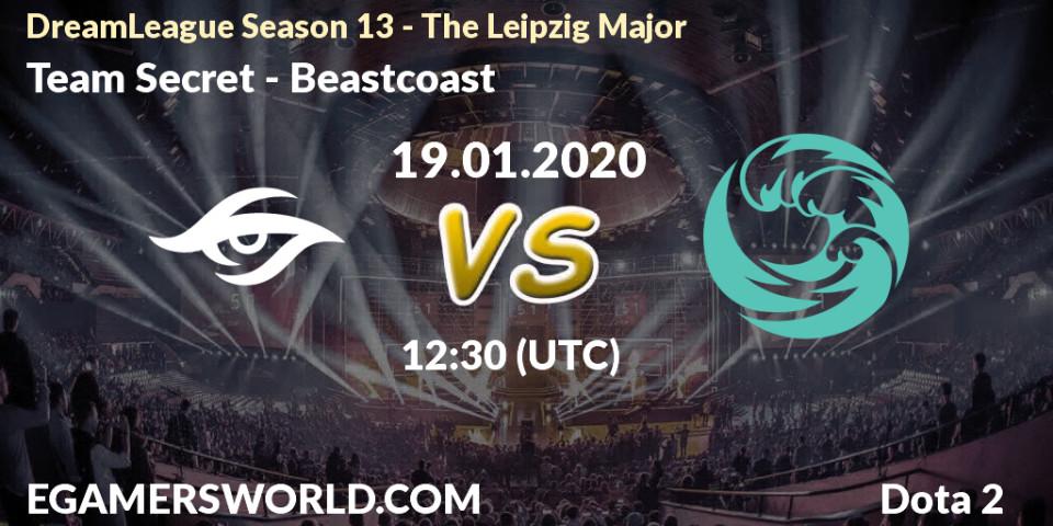 Prognose für das Spiel Team Secret VS Beastcoast. 19.01.20. Dota 2 - DreamLeague Season 13 - The Leipzig Major
