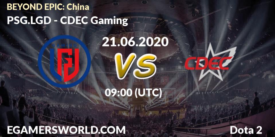 Prognose für das Spiel PSG.LGD VS CDEC Gaming. 21.06.2020 at 08:33. Dota 2 - BEYOND EPIC: China