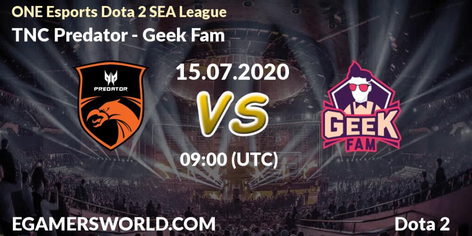 Prognose für das Spiel TNC Predator VS Geek Fam. 15.07.20. Dota 2 - ONE Esports Dota 2 SEA League