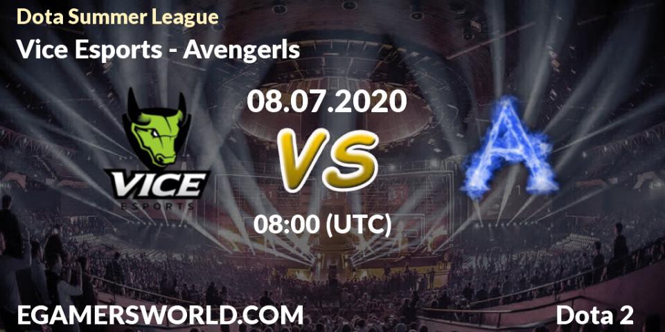 Prognose für das Spiel Vice Esports VS Avengerls. 08.07.20. Dota 2 - Dota Summer League
