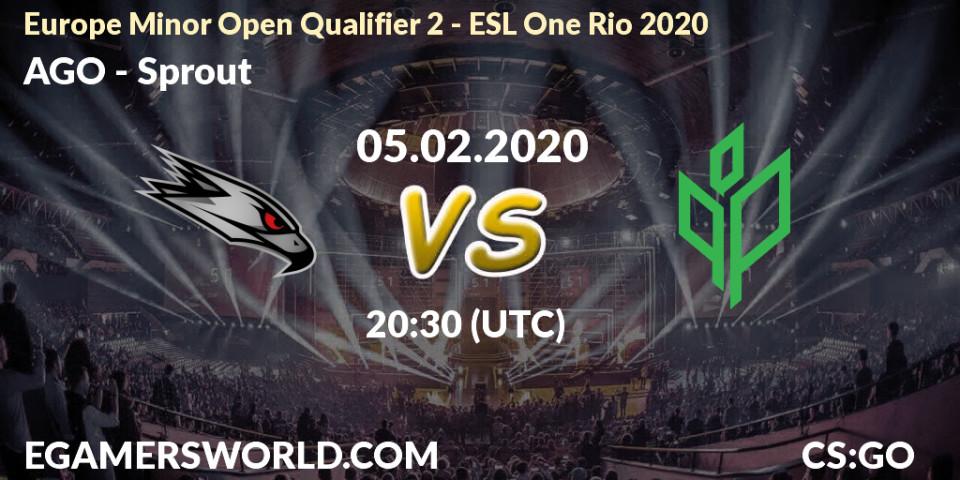Prognose für das Spiel AGO VS Sprout. 05.02.2020 at 20:30. Counter-Strike (CS2) - Europe Minor Open Qualifier 2 - ESL One Rio 2020