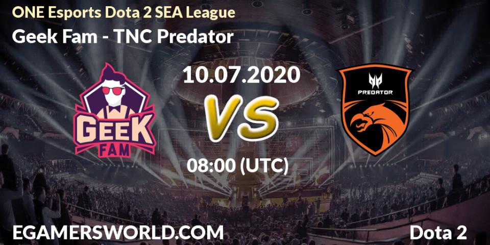 Prognose für das Spiel Geek Fam VS TNC Predator. 10.07.20. Dota 2 - ONE Esports Dota 2 SEA League