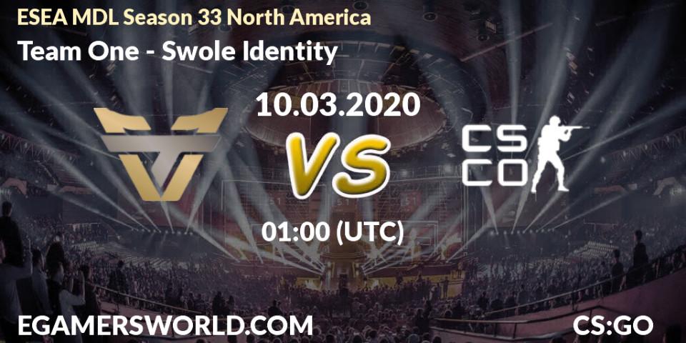 Prognose für das Spiel Team One VS Swole Identity. 10.03.2020 at 01:10. Counter-Strike (CS2) - ESEA MDL Season 33 North America