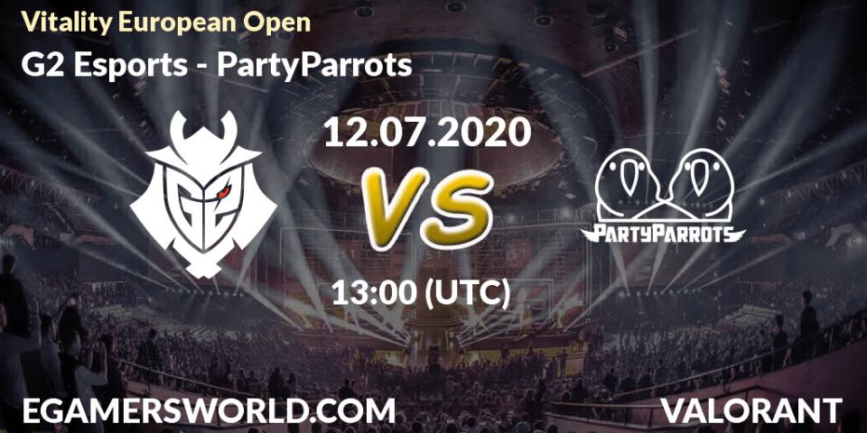 Prognose für das Spiel G2 Esports VS PartyParrots. 12.07.2020 at 13:00. VALORANT - Vitality European Open