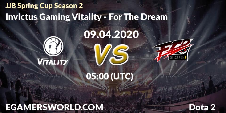 Prognose für das Spiel Invictus Gaming Vitality VS For The Dream. 09.04.20. Dota 2 - JJB Spring Cup Season 2