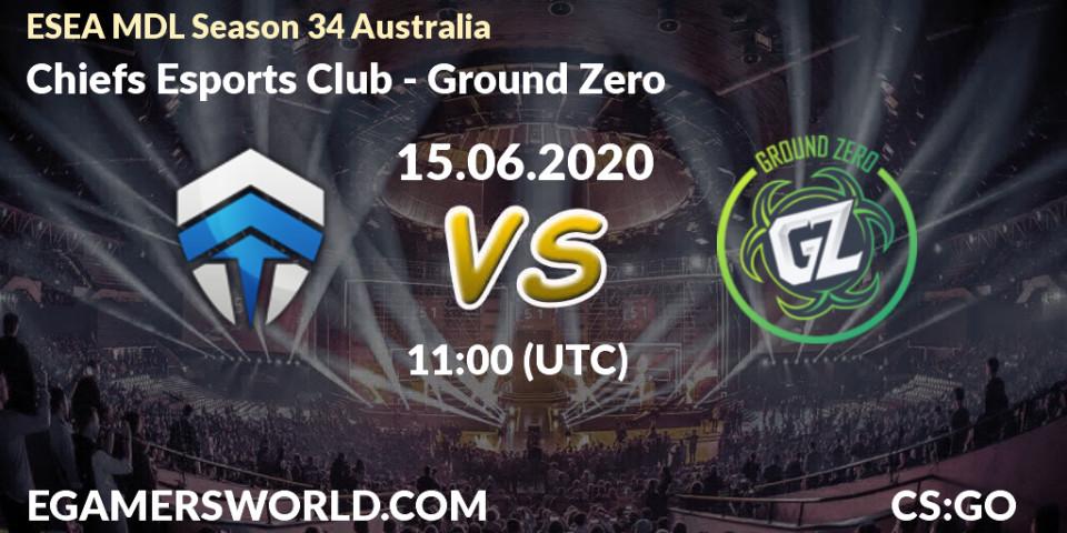 Prognose für das Spiel Chiefs Esports Club VS Ground Zero. 15.06.2020 at 11:00. Counter-Strike (CS2) - ESEA MDL Season 34 Australia
