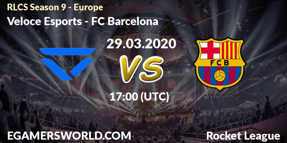 Prognose für das Spiel Veloce Esports VS FC Barcelona. 29.03.20. Rocket League - RLCS Season 9 - Europe