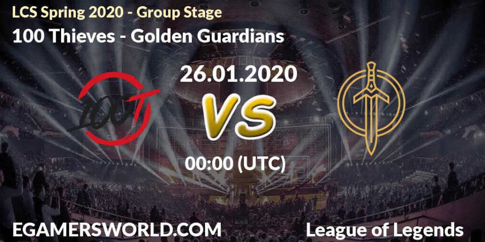 Prognose für das Spiel 100 Thieves VS Golden Guardians. 26.01.20. LoL - LCS Spring 2020 - Group Stage