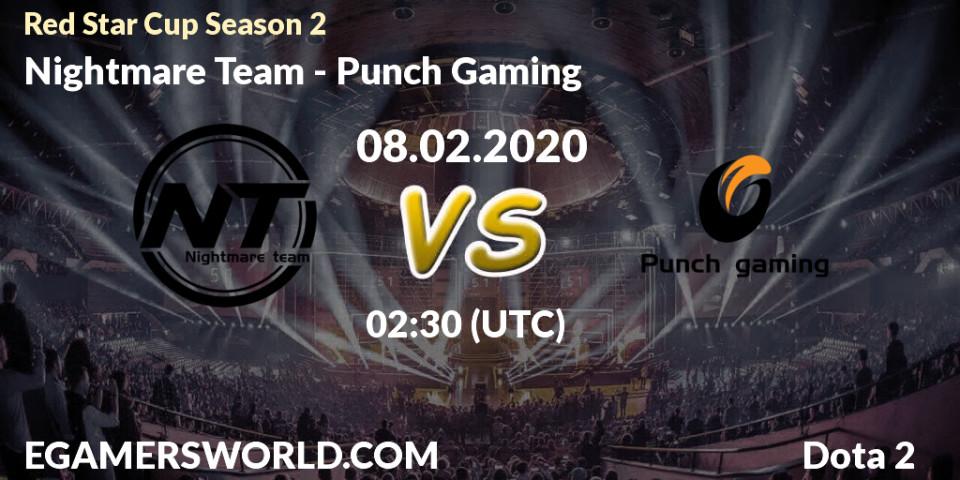 Prognose für das Spiel Nightmare Team VS Punch Gaming. 08.02.20. Dota 2 - Red Star Cup Season 3
