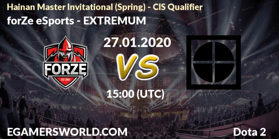 Prognose für das Spiel forZe eSports VS EXTREMUM. 27.01.20. Dota 2 - Hainan Master Invitational (Spring) - CIS Qualifier