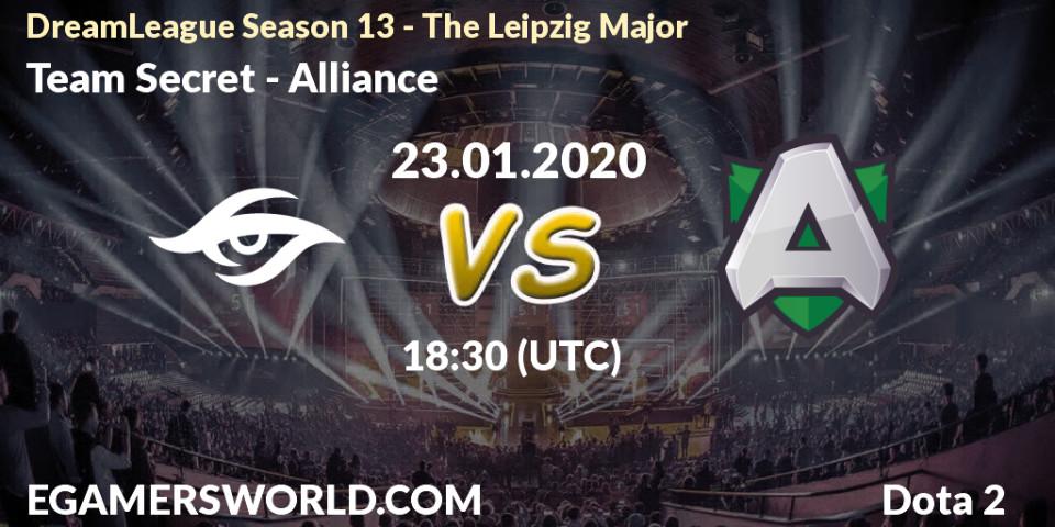 Prognose für das Spiel Team Secret VS Alliance. 23.01.20. Dota 2 - DreamLeague Season 13 - The Leipzig Major