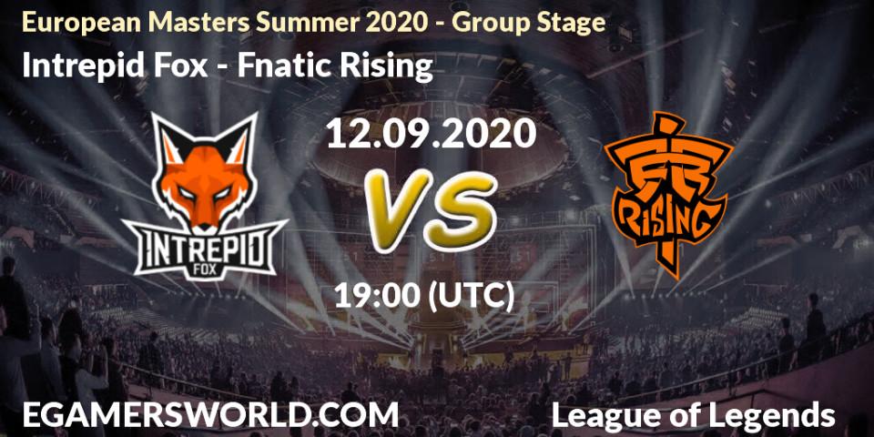 Prognose für das Spiel Intrepid Fox VS Fnatic Rising. 12.09.2020 at 18:55. LoL - European Masters Summer 2020 - Group Stage