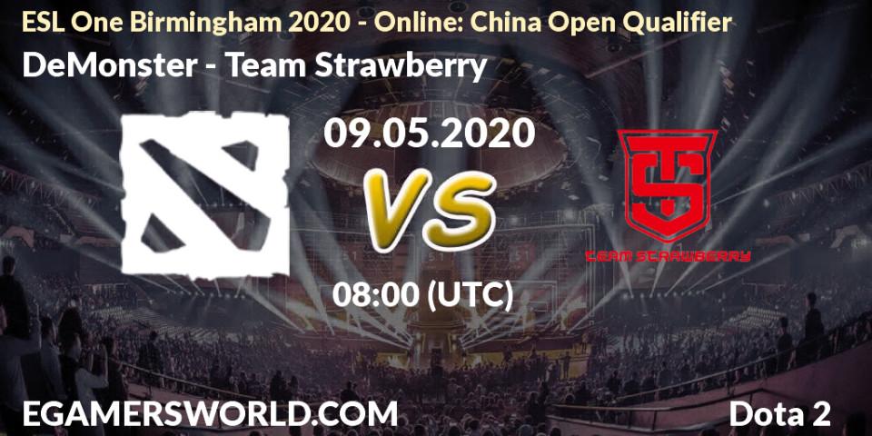 Prognose für das Spiel DeMonster VS Team Strawberry. 09.05.20. Dota 2 - ESL One Birmingham 2020 - Online: China Open Qualifier