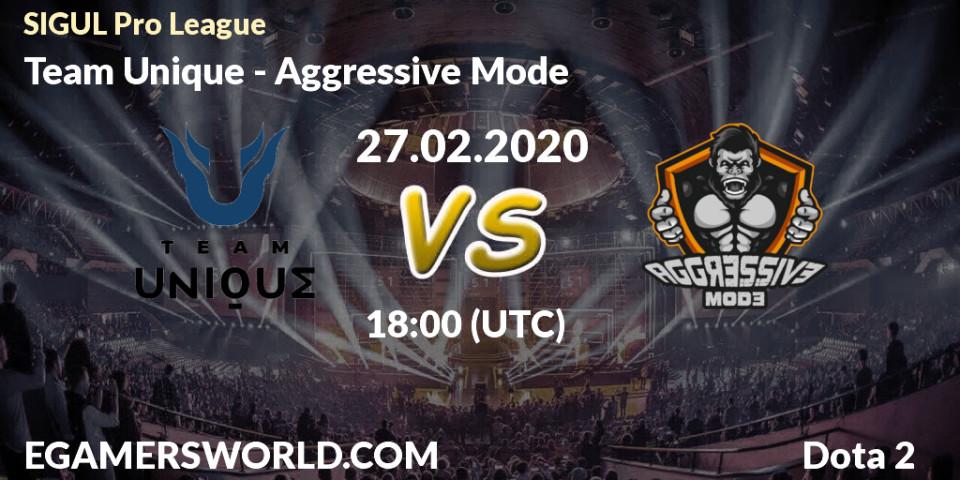 Prognose für das Spiel Team Unique VS Aggressive Mode. 27.02.2020 at 19:38. Dota 2 - SIGUL Pro League