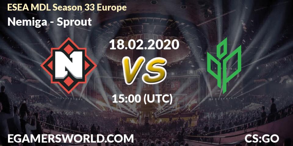 Prognose für das Spiel Nemiga VS Sprout. 18.02.20. CS2 (CS:GO) - ESEA MDL Season 33 Europe
